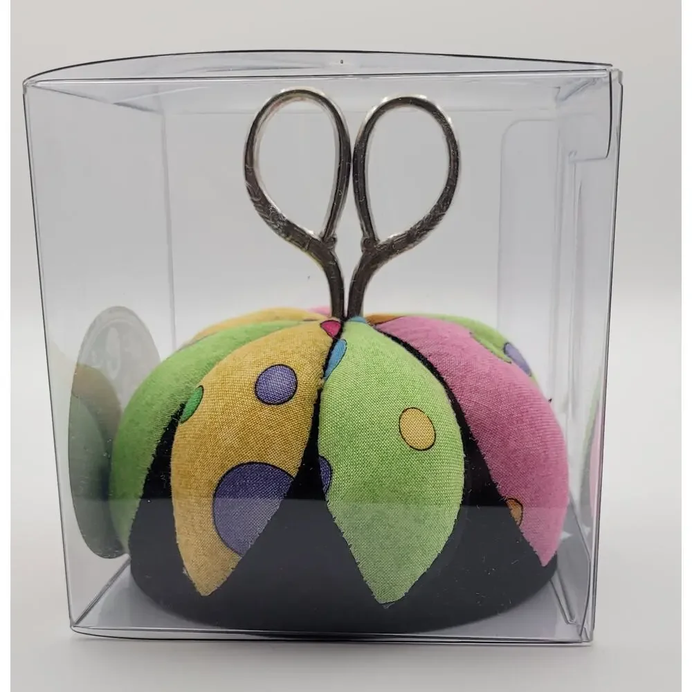 Dritz Collectible Cushions Keepsake Novelty Polka Dot Pin Cushion with Scissors - Picture 2 of 4